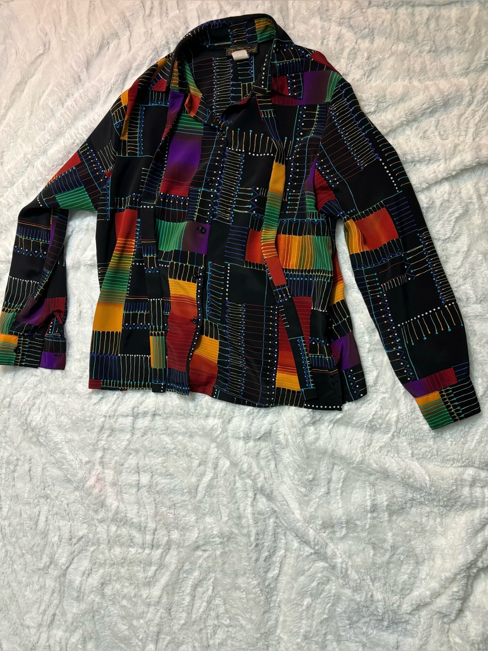 Vintage 80’s Sonya Ratay for San Andre Abstract Color Block Top Size 10/Medium